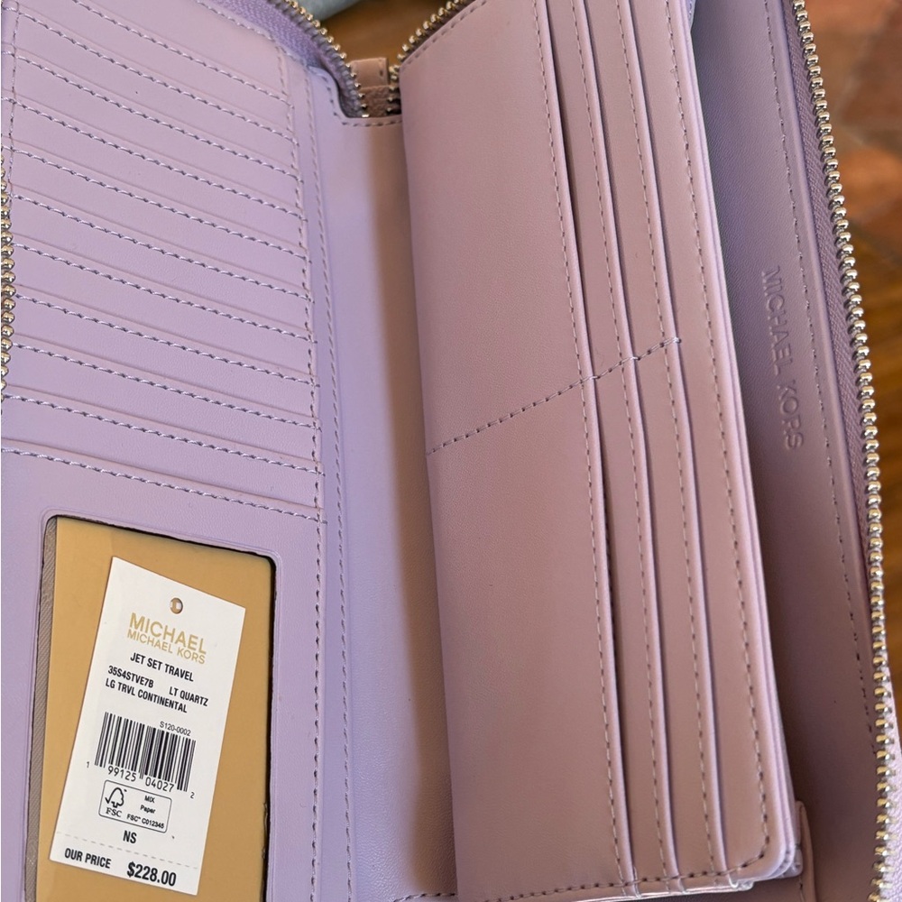 Michael Kors Purple and White Tote with Wallet - Picture 13 of 16